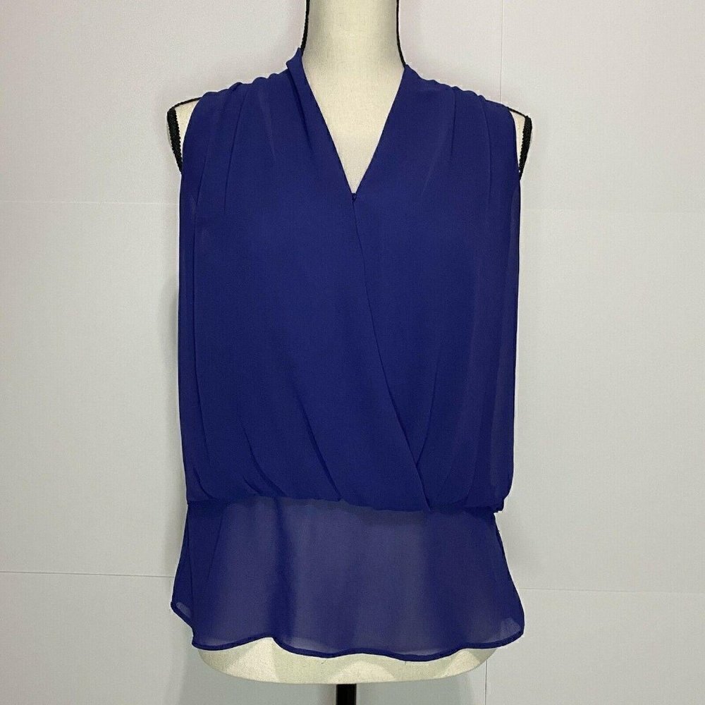 Naked Zebra Sz Small Navy Wrap Style Blouse V-Neck